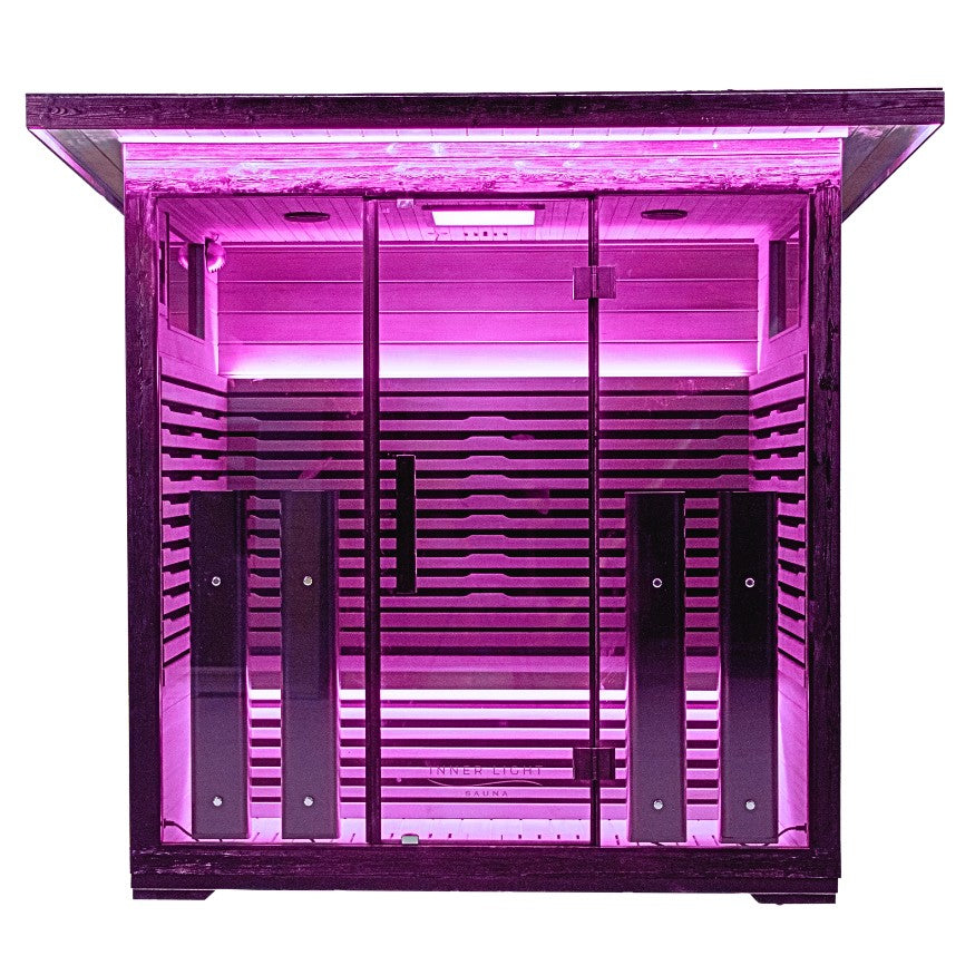Innerlight 4 person sauna front view pink